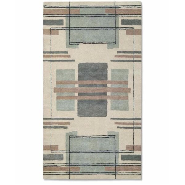 Modern Geometric Area Rug, Neutral Colors, Sage Green and Gray Pattern, Contemporary Design