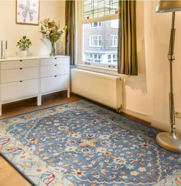 Floral area rug for home decor wool rug area rug Handmade rug Washable Area Rug Non Slip Backing and Stain Resistant for Living Room,