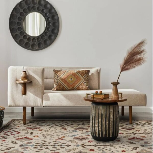 Traditional Area Rug, Floral Bird Pattern, Beige and Red, Oriental Style for Living Room, Bedroom, Kitchen, Dining Room