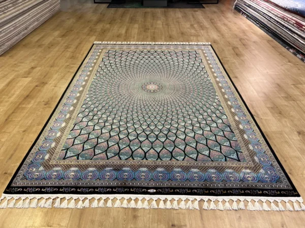 Blue Black Silk Carpet, Home Decor, Luxury Silk Rug, Palace Silk Rug, High Quality Rug, Turkish Rug, Persian Rug, Rug For Livingroom