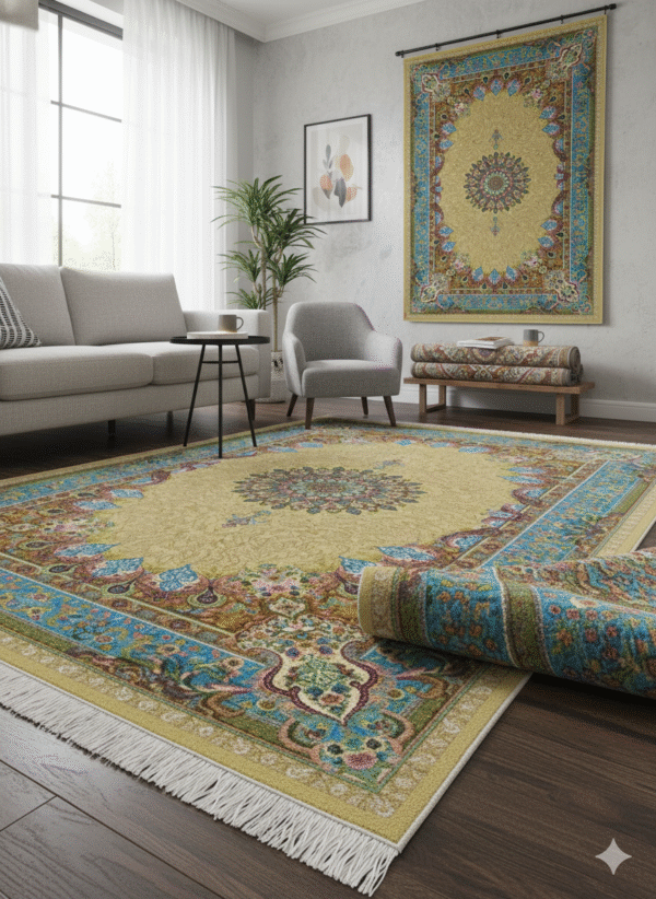 Elegant Persian Style Medallion Area Rug - Traditional Floral & Border Design - Soft & Durable for Living Room