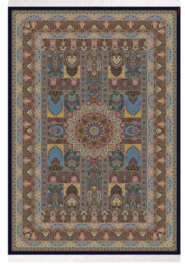 Vibrant Jewel-Tone Traditional Rug – Teal, Rose, & Brown Floral Accent Carpet