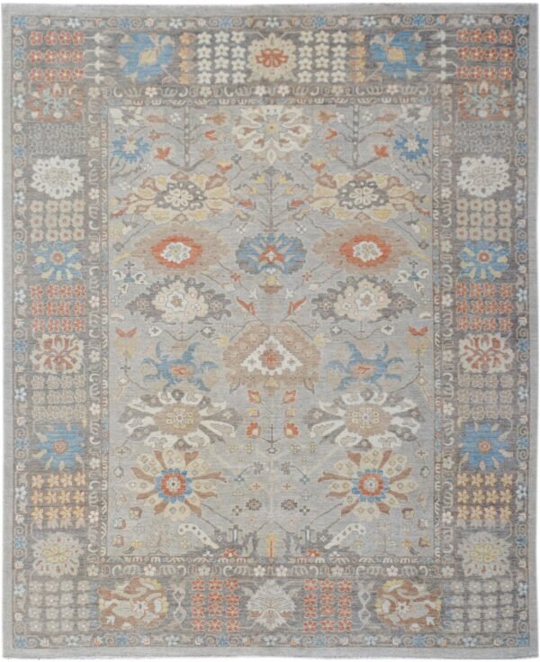 Gray Transitional Area Rug | Modern Traditional Oushak Design Carpet